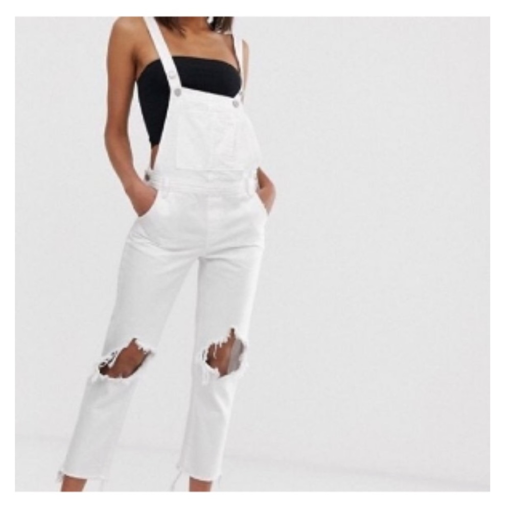 Blank NYC White distressed overalls
